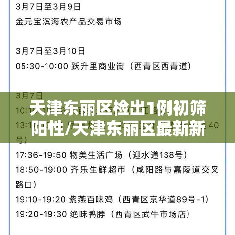 天津东丽区检出1例初筛阳性/天津东丽区最新新闻 天津东丽区检出1例初筛阳性/天津东丽区最新新闻