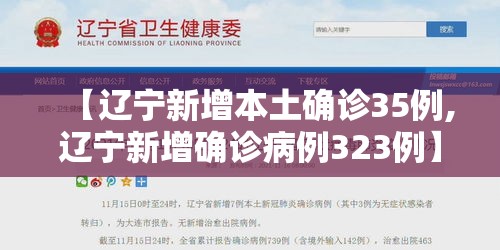 【辽宁新增本土确诊35例,辽宁新增确诊病例323例】 【辽宁新增本土确诊35例,辽宁新增确诊病例323例】