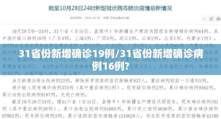 31省份新增确诊19例/31省份新增确诊病例16例?
