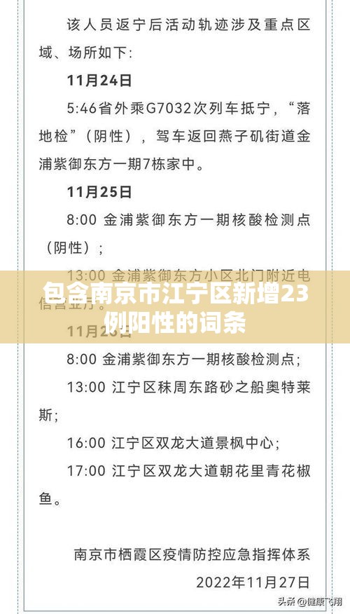 包含南京市江宁区新增23例阳性的词条 包含南京市江宁区新增23例阳性的词条