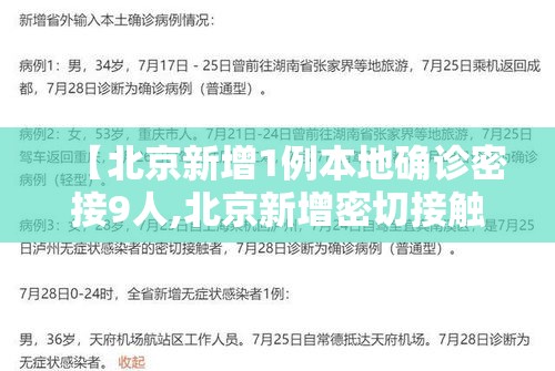 【北京新增1例本地确诊密接9人,北京新增密切接触】 【北京新增1例本地确诊密接9人,北京新增密切接触】