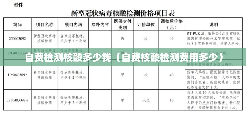 自费检测核酸多少钱(自费核酸检测费用多少) 自费检测核酸多少钱(自费核酸检测费用多少)