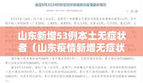 山东新增53例本土无症状者(山东疫情新增无症状) 山东新增53例本土无症状者(山东疫情新增无症状)