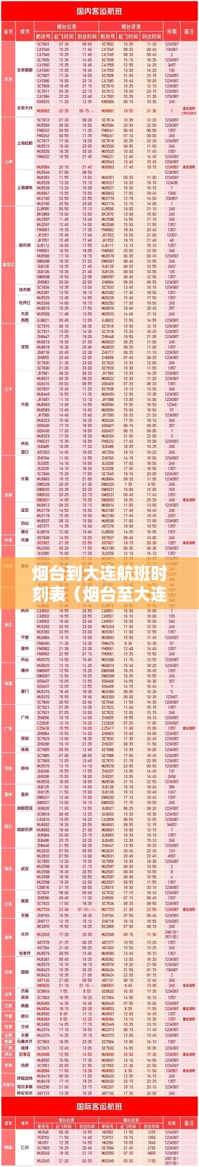 烟台到大连航班时刻表（烟台至大连飞机票查询）