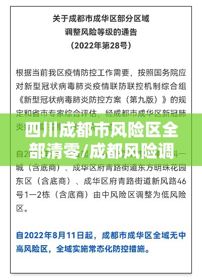 四川成都市风险区全部清零/成都风险调整 四川成都市风险区全部清零/成都风险调整