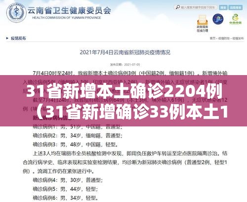 31省新增本土确诊2204例(31省新增确诊33例本土1例!) 31省新增本土确诊2204例(31省新增确诊33例本土1例!)