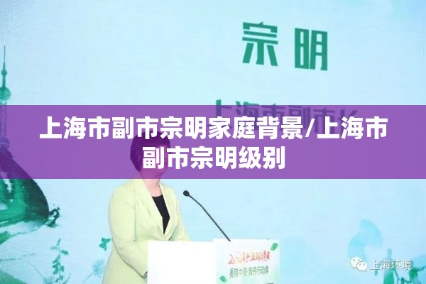 上海市副市宗明家庭背景/上海市副市宗明级别 上海市副市宗明家庭背景/上海市副市宗明级别