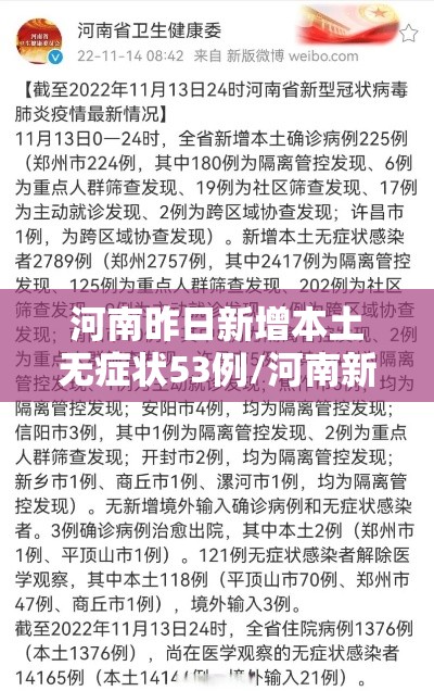 河南昨日新增本土无症状53例/河南新增本土确诊1例 无症状28例