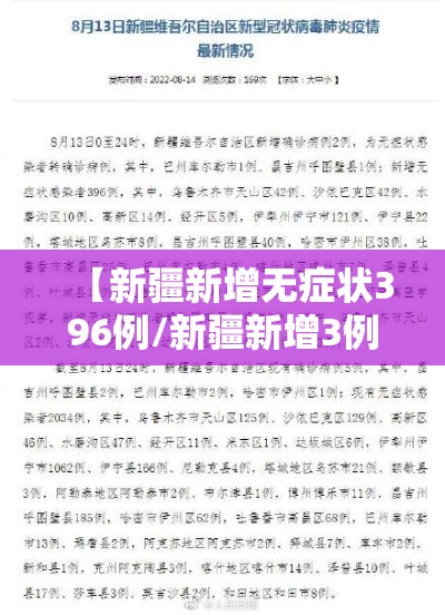 【新疆新增无症状396例/新疆新增3例无症状感染者行动轨迹】