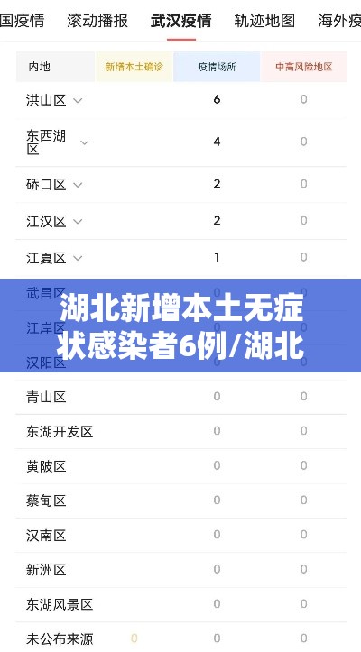 湖北新增本土无症状感染者6例/湖北新增无症状感染者1例 湖北新增本土无症状感染者6例/湖北新增无症状感染者1例