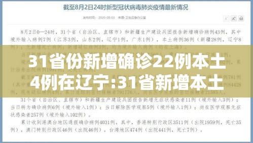 31省份新增确诊22例本土4例在辽宁:31省新增本土1例在辽宁 31省份新增确诊22例本土4例在辽宁:31省新增本土1例在辽宁