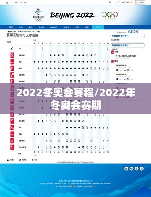 2022冬奥会赛程/2022年冬奥会赛期