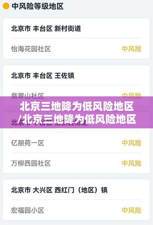 北京三地降为低风险地区/北京三地降为低风险地区了吗 北京三地降为低风险地区/北京三地降为低风险地区了吗