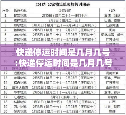 快递停运时间是几月几号:快递停运时间是几月几号到几号 快递停运时间是几月几号:快递停运时间是几月几号到几号