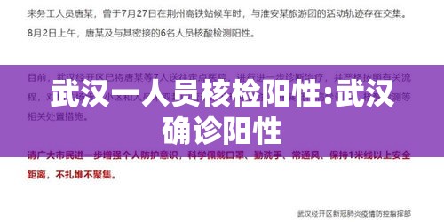 武汉一人员核检阳性:武汉确诊阳性 武汉一人员核检阳性:武汉确诊阳性