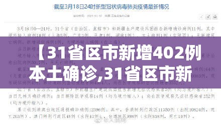 【31省区市新增402例本土确诊,31省区市新增30例本土确诊病例】 【31省区市新增402例本土确诊,31省区市新增30例本土确诊病例】