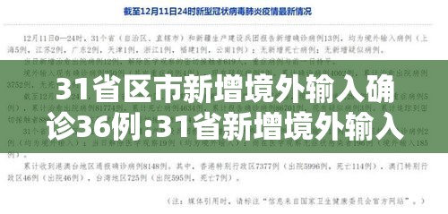 31省区市新增境外输入确诊36例:31省新增境外输入确诊12例 31省区市新增境外输入确诊36例:31省新增境外输入确诊12例