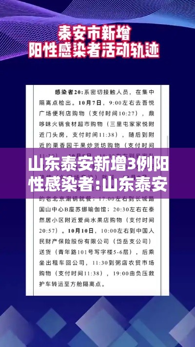 山东泰安新增3例阳性感染者:山东泰安确诊一例新冠状 山东泰安新增3例阳性感染者:山东泰安确诊一例新冠状