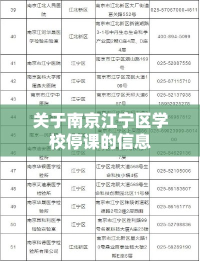 关于南京江宁区学校停课的信息 关于南京江宁区学校停课的信息