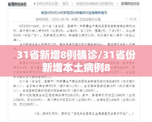 31省新增8例确诊/31省份新增本土病例8 31省新增8例确诊/31省份新增本土病例8