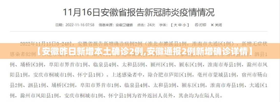 【安徽昨日新增本土确诊2例,安徽通报2例新增确诊详情】