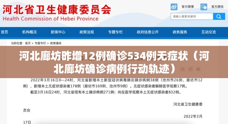 河北廊坊昨增12例确诊534例无症状(河北廊坊确诊病例行动轨迹) 河北廊坊昨增12例确诊534例无症状(河北廊坊确诊病例行动轨迹)