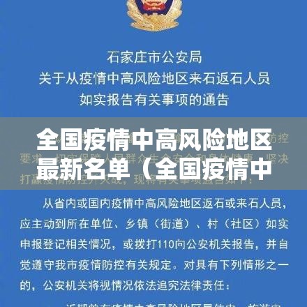 全国疫情中高风险地区最新名单（全国疫情中高风险最新汇总）