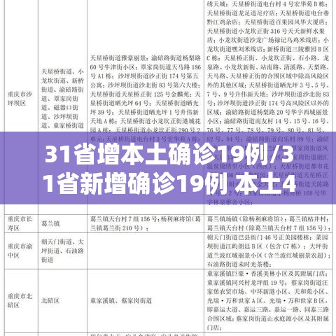 31省增本土确诊19例/31省新增确诊19例 本土4例 31省增本土确诊19例/31省新增确诊19例 本土4例