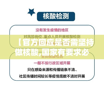 【官方回应是否需坚持做核酸,国家有要求必须做核酸检测吗】