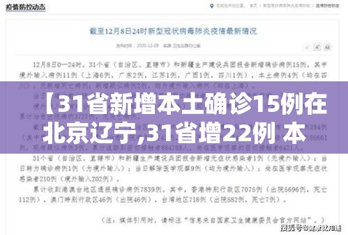 【31省新增本土确诊15例在北京辽宁,31省增22例 本土12例在北京辽宁】 【31省新增本土确诊15例在北京辽宁,31省增22例 本土12例在北京辽宁】