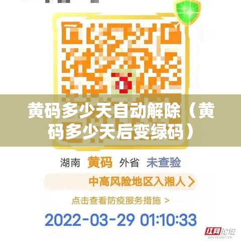 黄码多少天自动解除(黄码多少天后变绿码) 黄码多少天自动解除(黄码多少天后变绿码)