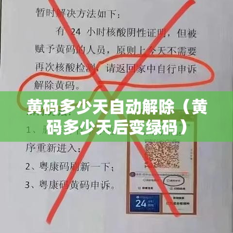 黄码多少天自动解除(黄码多少天后变绿码) 黄码多少天自动解除(黄码多少天后变绿码)
