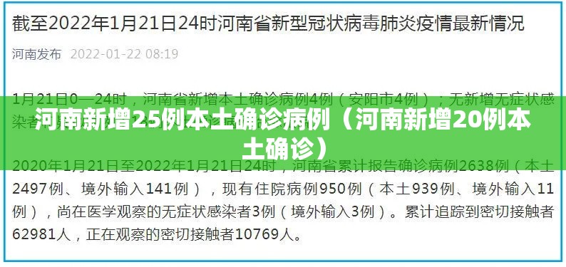 河南新增25例本土确诊病例(河南新增20例本土确诊) 河南新增25例本土确诊病例(河南新增20例本土确诊)