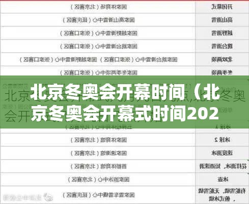 北京冬奥会开幕时间(北京冬奥会开幕式时间2021) 北京冬奥会开幕时间(北京冬奥会开幕式时间2021)