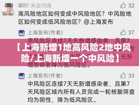 【上海新增1地高风险2地中风险/上海新增一个中风险】 【上海新增1地高风险2地中风险/上海新增一个中风险】