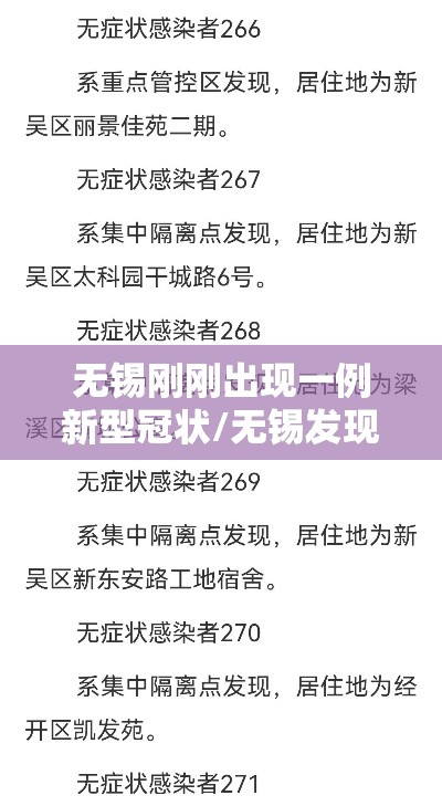 无锡刚刚出现一例新型冠状/无锡发现一例冠状 无锡刚刚出现一例新型冠状/无锡发现一例冠状