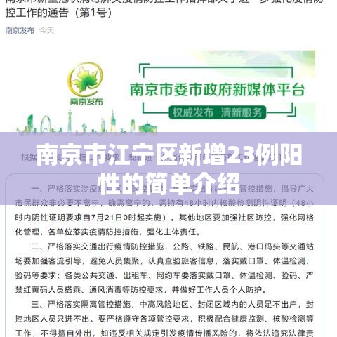 南京市江宁区新增23例阳性的简单介绍 南京市江宁区新增23例阳性的简单介绍