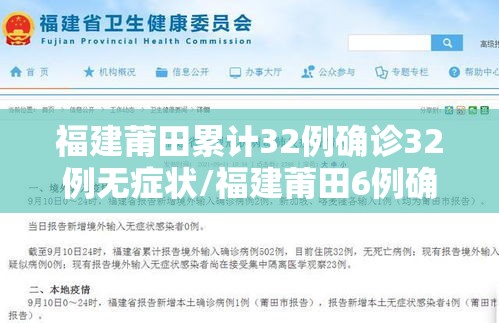福建莆田累计32例确诊32例无症状/福建莆田6例确诊18例无症状 福建莆田累计32例确诊32例无症状/福建莆田6例确诊18例无症状