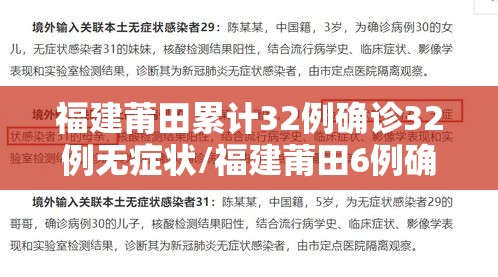 福建莆田累计32例确诊32例无症状/福建莆田6例确诊18例无症状 福建莆田累计32例确诊32例无症状/福建莆田6例确诊18例无症状