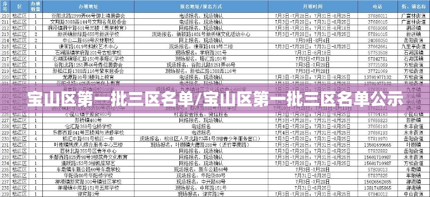 宝山区第一批三区名单/宝山区第一批三区名单公示 宝山区第一批三区名单/宝山区第一批三区名单公示