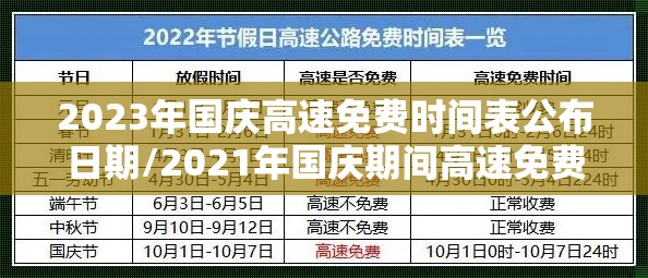 2023年国庆高速免费时间表公布日期/2021年国庆期间高速免费几天 2023年国庆高速免费时间表公布日期/2021年国庆期间高速免费几天
