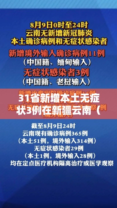 31省新增本土无症状3例在新疆云南(31省份新增确诊31例 本土5例在云南) 31省新增本土无症状3例在新疆云南(31省份新增确诊31例 本土5例在云南)