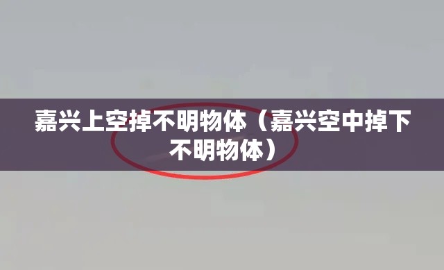 嘉兴上空掉不明物体(嘉兴空中掉下不明物体) 嘉兴上空掉不明物体(嘉兴空中掉下不明物体)