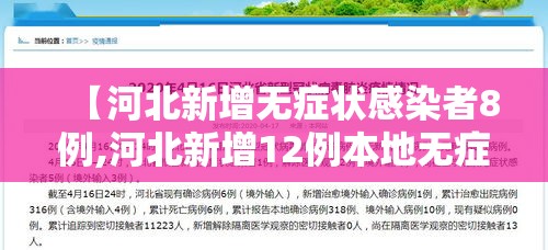 【河北新增无症状感染者8例,河北新增12例本地无症状】 【河北新增无症状感染者8例,河北新增12例本地无症状】