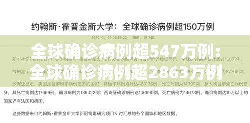 全球确诊病例超547万例:全球确诊病例超2863万例 全球确诊病例超547万例:全球确诊病例超2863万例