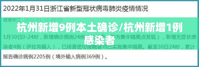 杭州新增9例本土确诊/杭州新增1例感染者 杭州新增9例本土确诊/杭州新增1例感染者