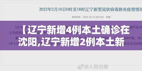 【辽宁新增4例本土确诊在沈阳,辽宁新增2例本土新冠肺炎确诊病例,均为沈阳市报告】 【辽宁新增4例本土确诊在沈阳,辽宁新增2例本土新冠肺炎确诊病例,均为沈阳市报告】