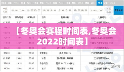 【冬奥会赛程时间表,冬奥会2022时间表】 【冬奥会赛程时间表,冬奥会2022时间表】