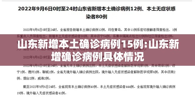 山东新增本土确诊病例15例:山东新增确诊病例具体情况 山东新增本土确诊病例15例:山东新增确诊病例具体情况