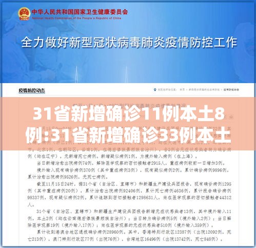 31省新增确诊11例本土8例:31省新增确诊33例本土1例! 31省新增确诊11例本土8例:31省新增确诊33例本土1例!